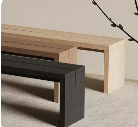 Bench details in natural, warm and black wood finishes